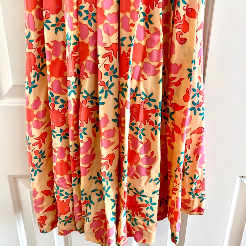 Pleated Silk Floral Dress - Picture 5 of 7